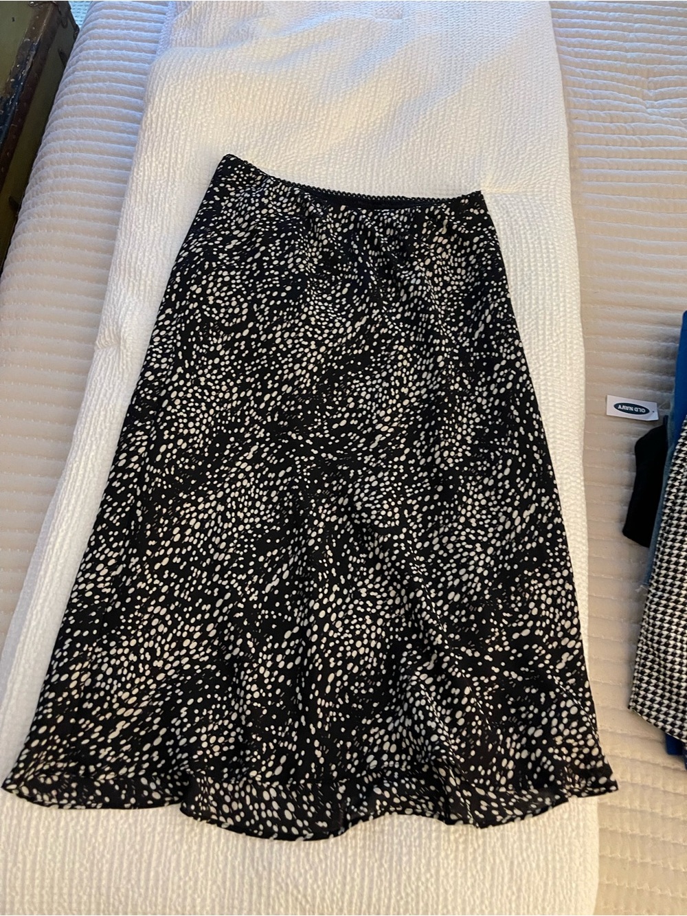 Max Studio Black and White Dot-Print Midi Skirt